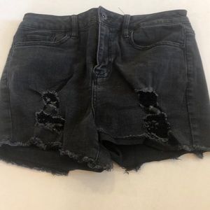 Blackheart Black Distressed High Waisted Shorts